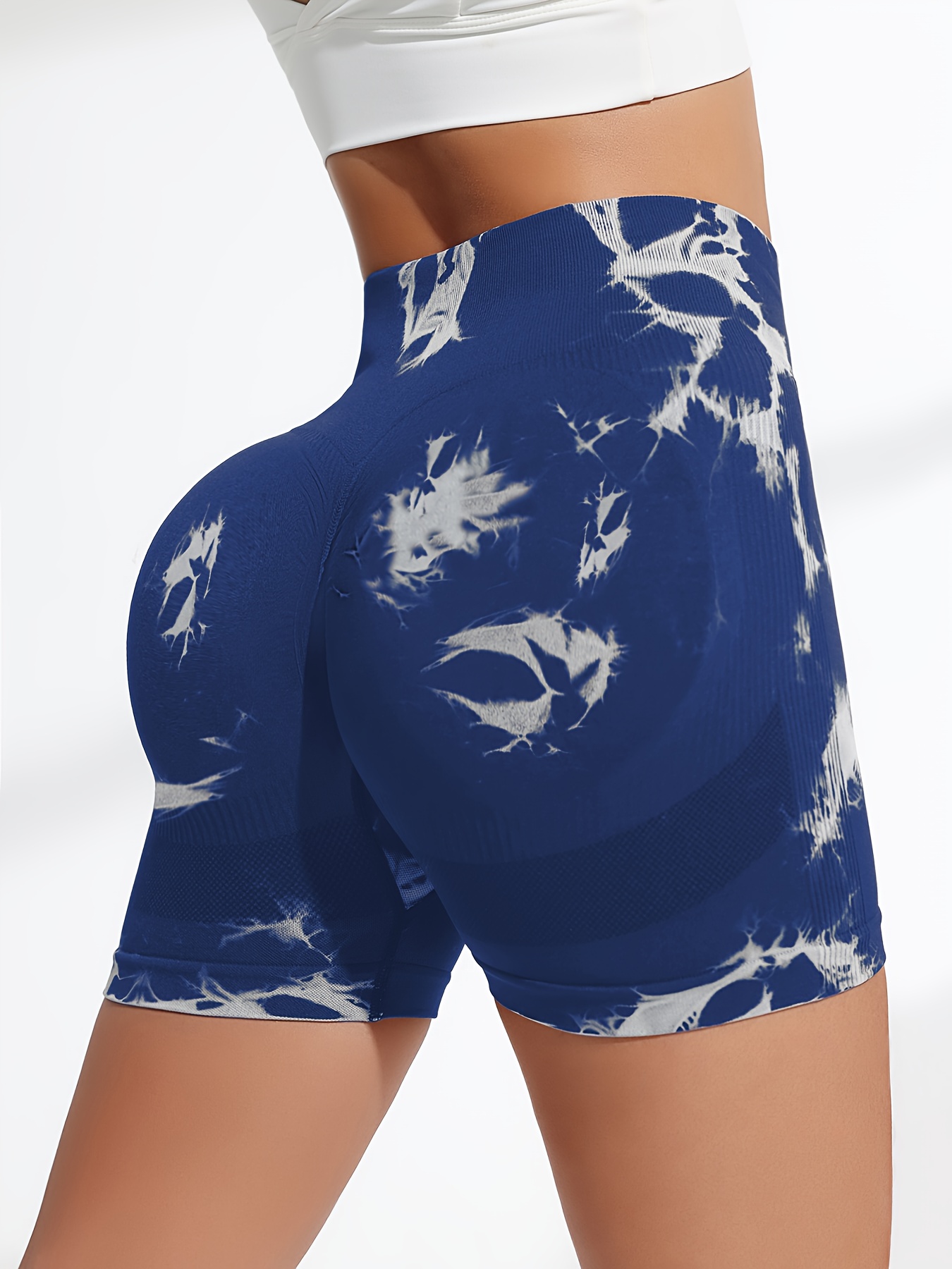 Tie Dye Wide Waistband Yoga Shorts Tummy Control Seamless - Temu