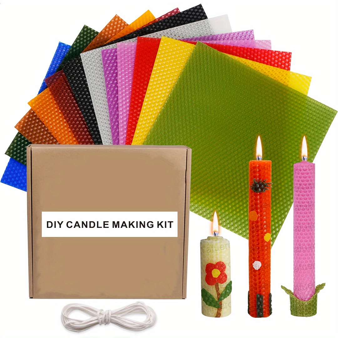  Bingfuego Kit de fabricación de velas de cera de abeja para  niños, hojas de cera de abeja de 12 colores para hacer velas, kit de  fabricación de velas para adultos, hoja