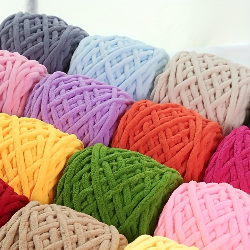 4 Pack Super Soft Thick Blanket Multicolor Chenille Fluffy Yarn for Crochet Hand Knitting DIY Craft Blanket Pillow Bag Doll Making Multi 16,Total