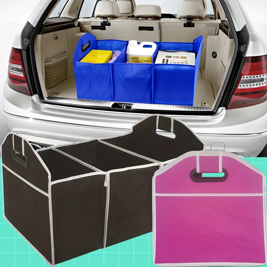 

1pc Classic Foldable Non-woven Organizing , Multi-compartment Car Trunk Storage Bag, Portable Collapsible For Vehicle Organization And Travel Essentials