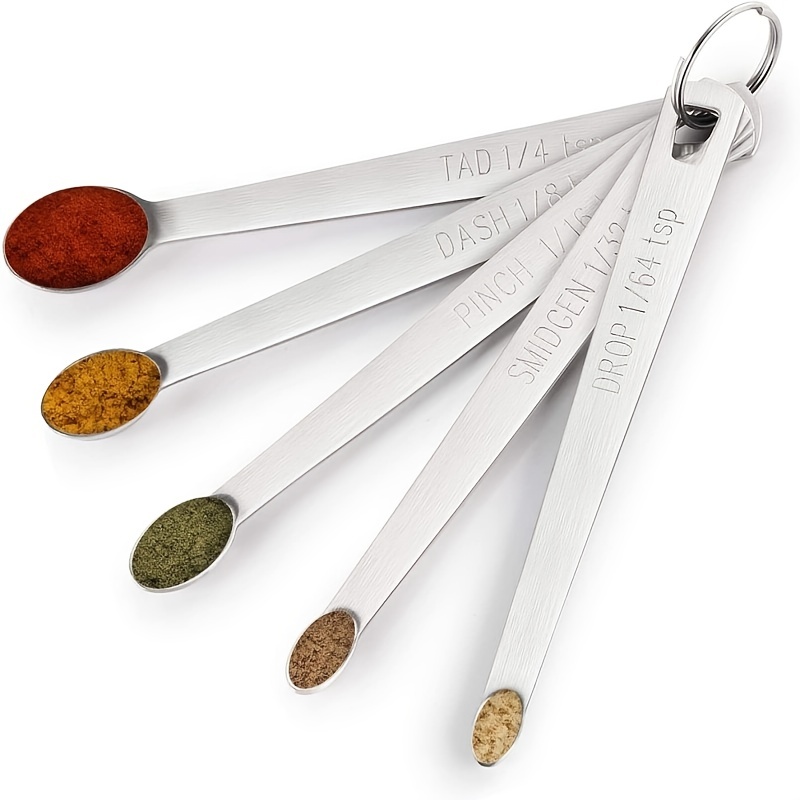 Hotsyang Mini Measuring Spoons: Mini Measuring Spoons Set of 5, Stainless  Steel Measuring Spoons, Mini Measuring Spoons for Cooking Baking, Teaspoon