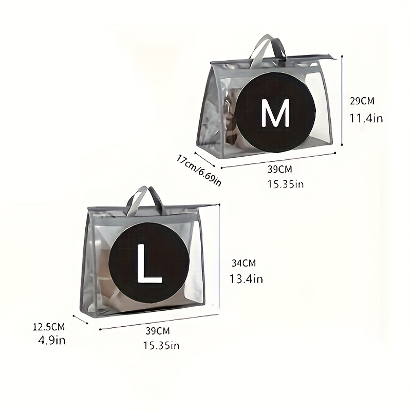 Dust-Proof Handbag Storage Bag Transparent Hanging Cover with Zipper High  Capacity Storage Bags Organizer