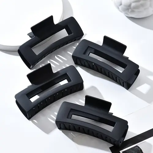 4 pcs set rectangle hair claw clips black non slip jaw hair clips styling accessories for women thin thick hair