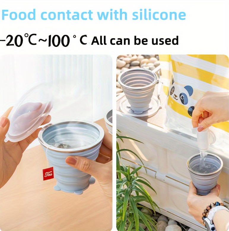 1pc 180/270/320ml Portable Outdoor Camping And Travel Folding Water Cup, Food-grade Silicone Compression Cup For Brushing Teeth, Travel Folding Water Cup