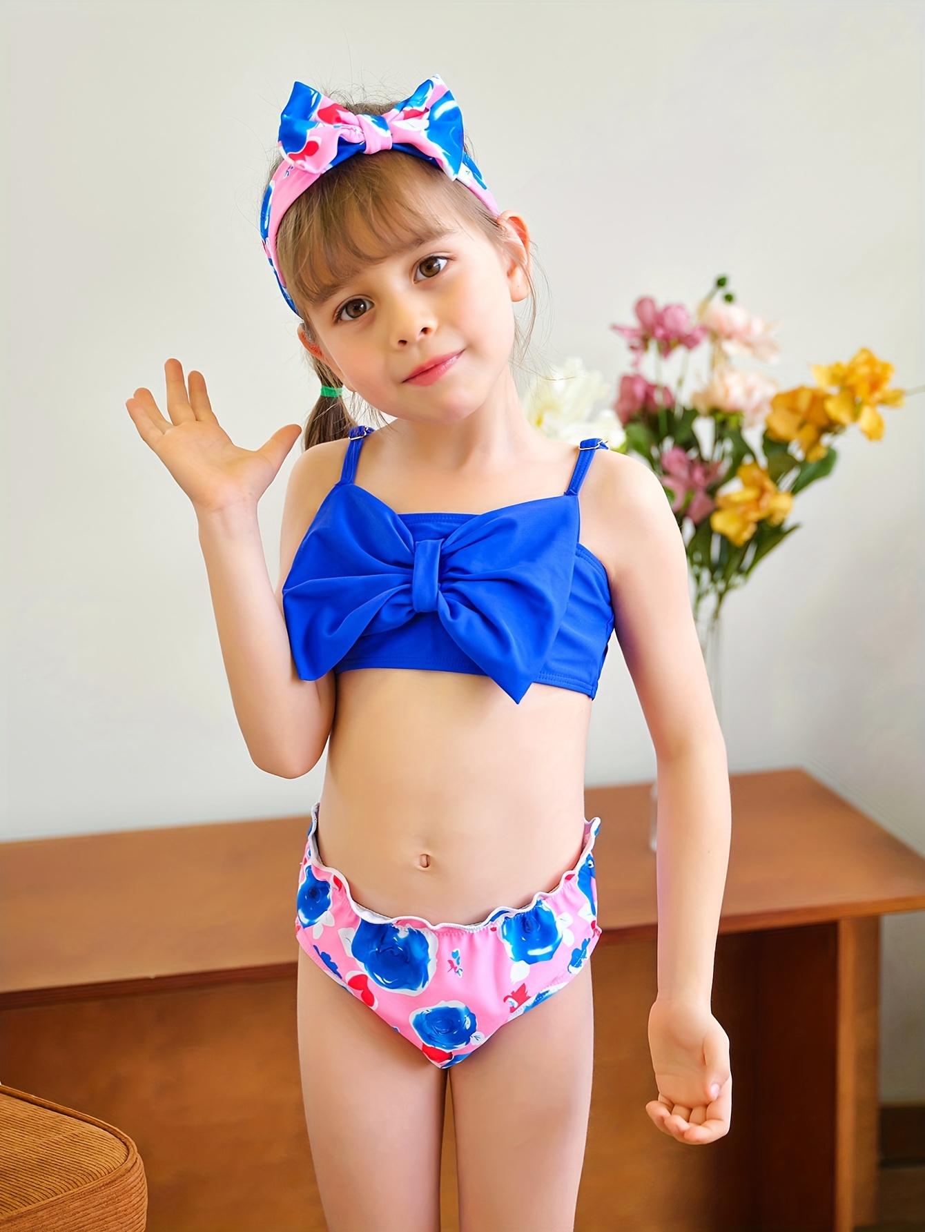 Teen Girls Tie Dye Bikini Set Cut Waist Suspender Bikini Top - Temu