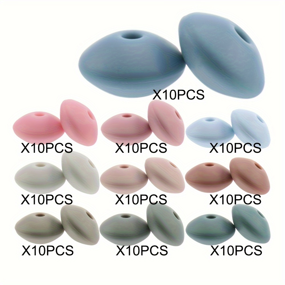 Image of 100pcs Morandi Color Silicone Loose Beads For Jewelry Making Diy Anti Drop Chain Accessories Beads 12*7mm
