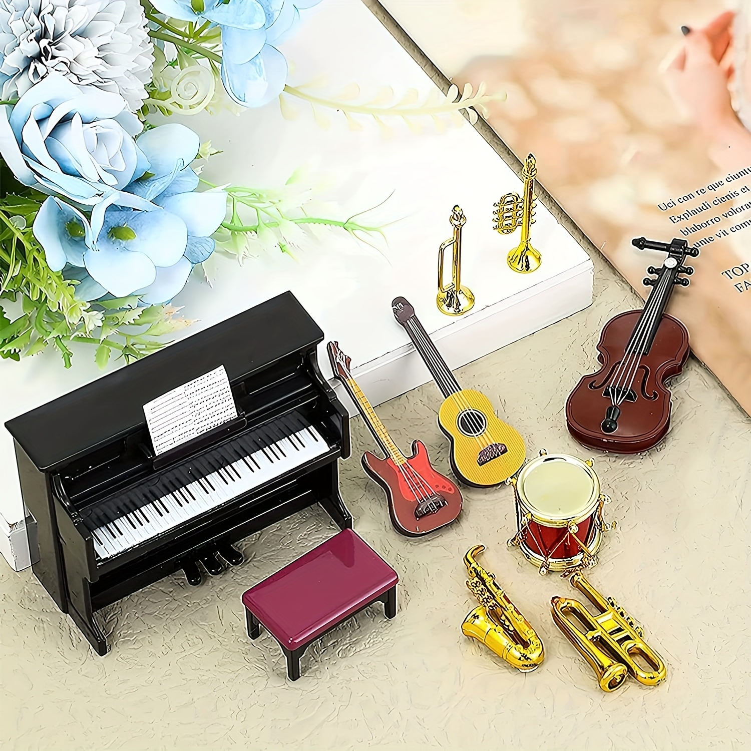 Casa de muñecas, saxofón en miniatura con base, mini instrumento musical  para 1:6, vívido y exquisito casa de muñecas para niños, regalo de  decoración