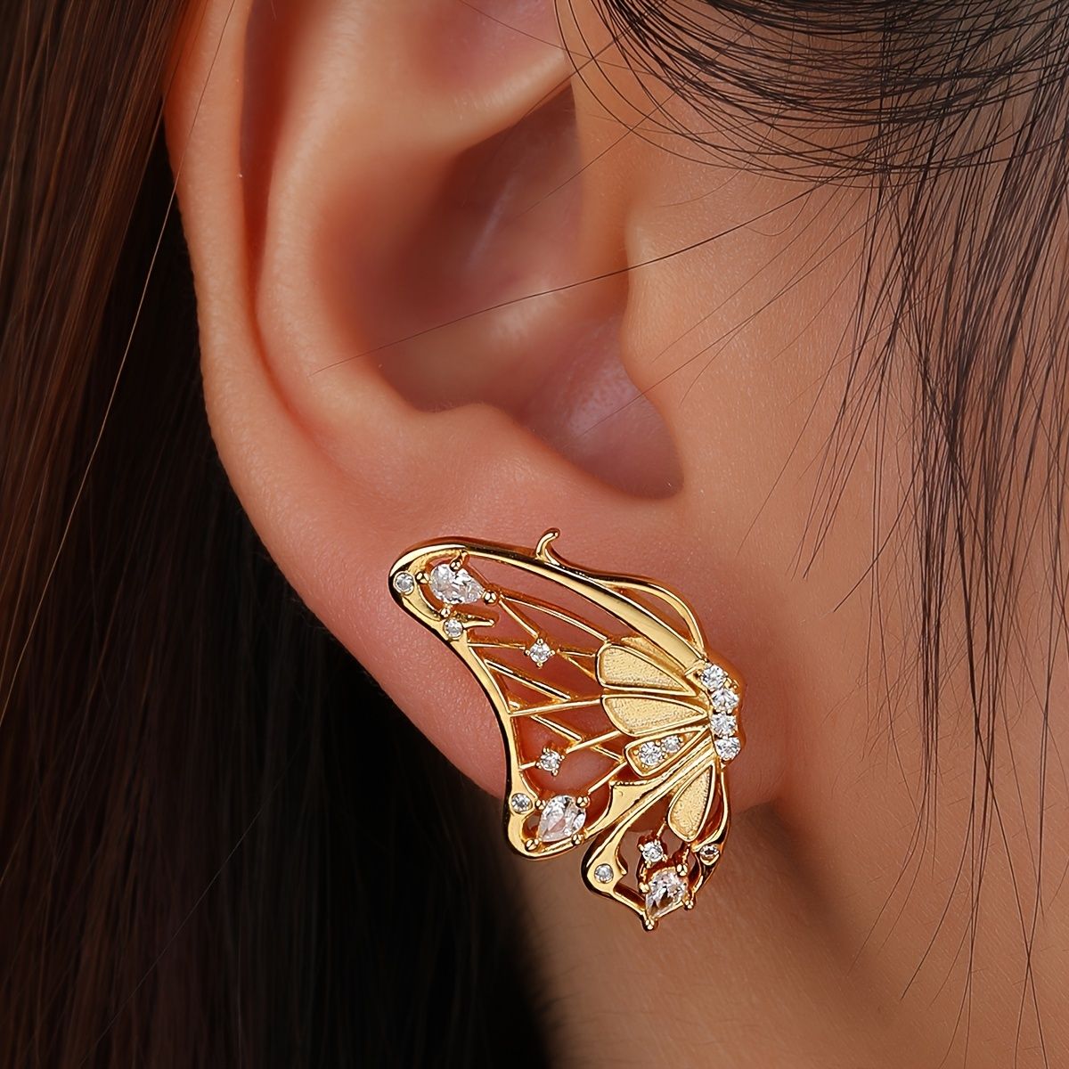 Butterfly Wings Stud Earrings Inlaid Shiny Zircon Cute Insect Flying  Butterfly Earrings Funny Ear Jewelry Decor - Clothing, Shoes & Jewelry -  Temu