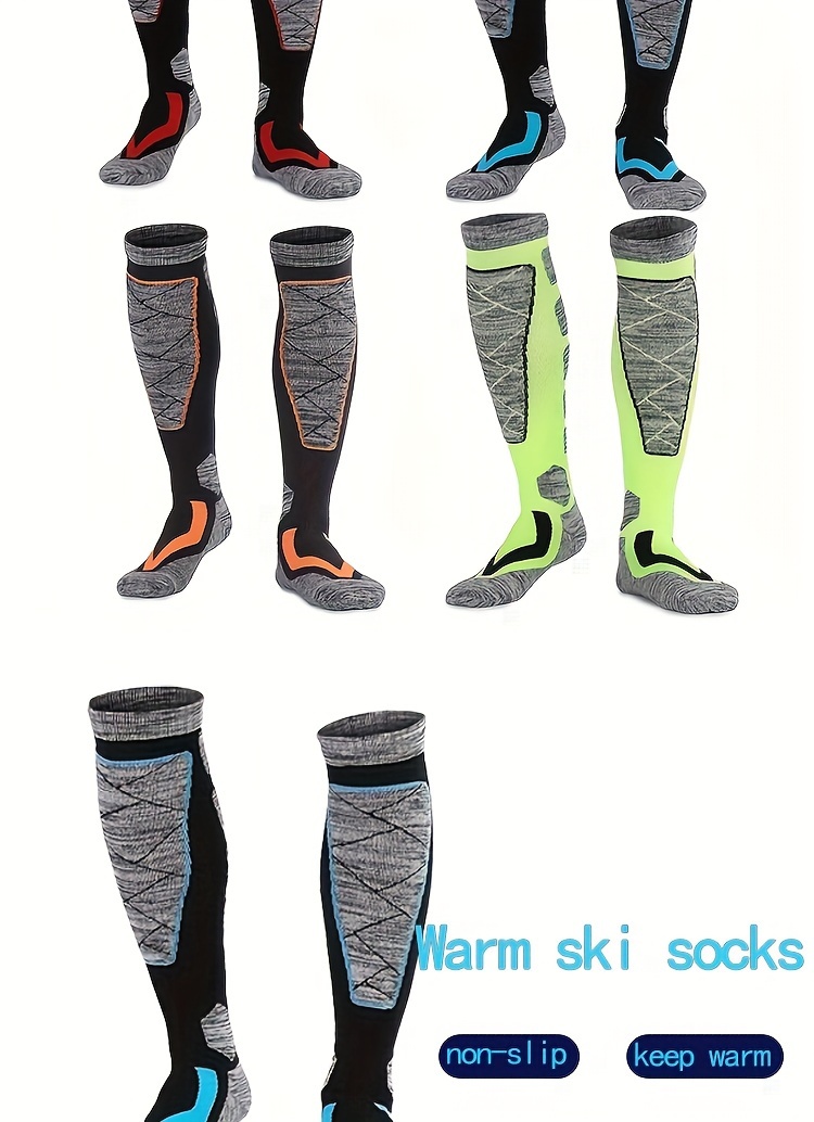  AII Calcetines térmicos de esquí para hombre y mujer (2 pares),  calcetines de esquí de fondo para esquí de fondo, calcetines de snowboard  para esquí al aire libre, 1púrpura+1azul : Ropa