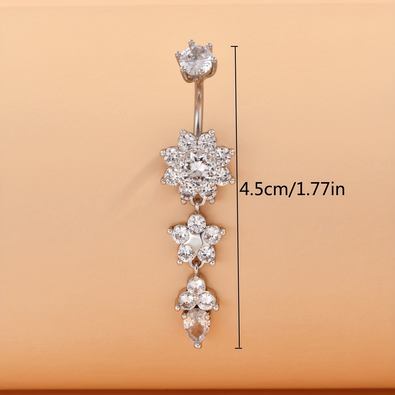 Long Flower Tassel Pendant Belly Button Ring