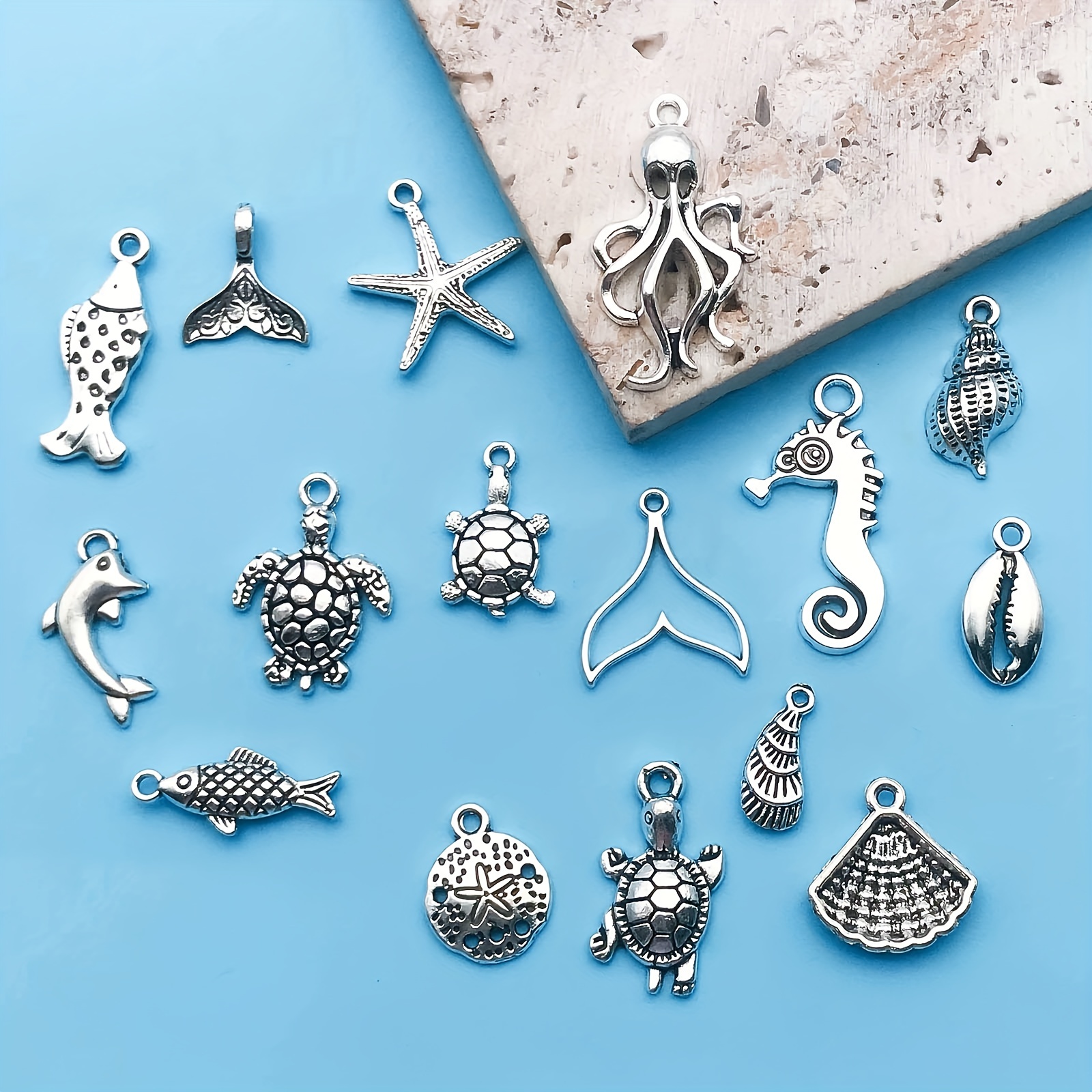 Randomly Mix Antique Silver Marine Life Charms Pendants For - Temu