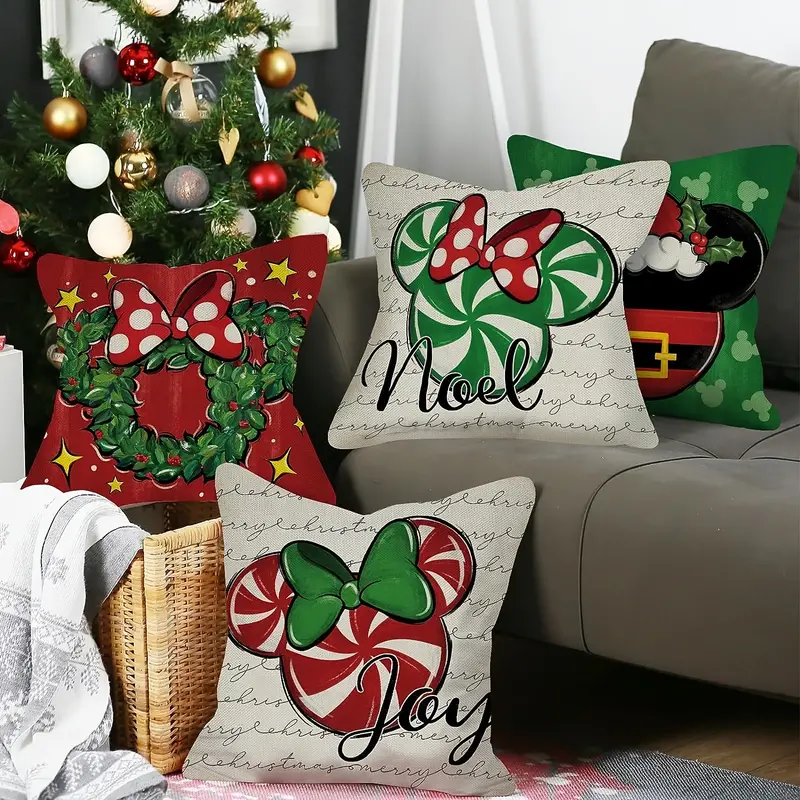 Christmas Pillow Covers 18x18 Set of 4 for Christmas Decorations Xmas  Christmas Throw Pillow Covers Merry Christmas Pillows Winter Holiday Throw  Pillows Christmas Farmhouse Decor for Couch 