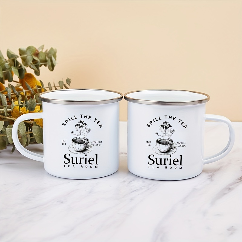 

1pc Suriel Tea Room Pattern Enamel Cup Coffee Mug Good Gift For Family Birthday Christmas Halloween New Year Commemoration Day Outdoors