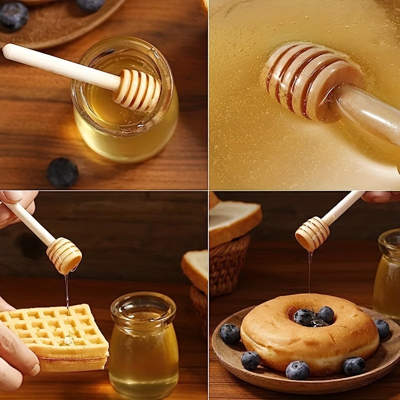 Tbest 10 pièces bâton de miel en bois bâton de louche de miel agitateur de  miel bâton de mélange de miel