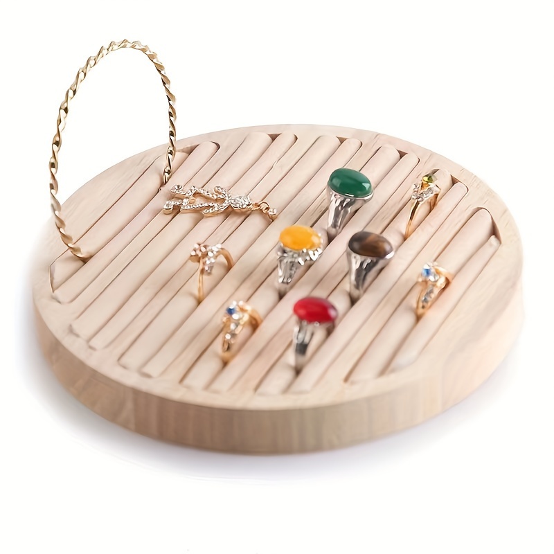 Soporte de exhibición plegable de madera de la joyería con 32 ganchos  extraíbles, tarjetas de pendientes collar pulsera llavero escaparate  organizador