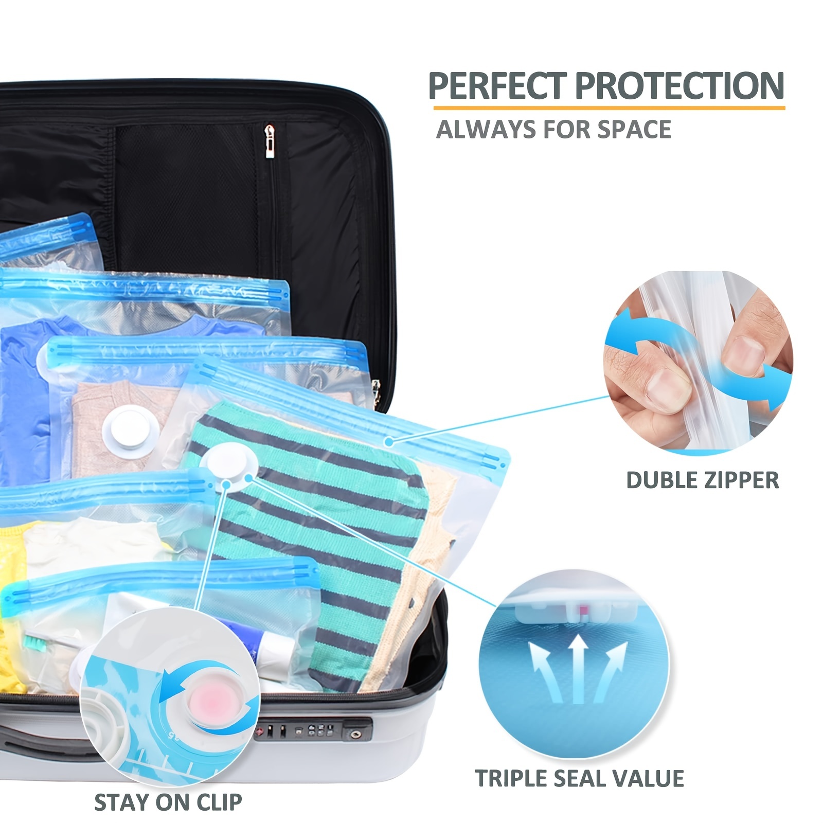 Hand-rolled Seal Compression Storage Bag Travel Space Saver Clothes Vacuum  Bags | eBay