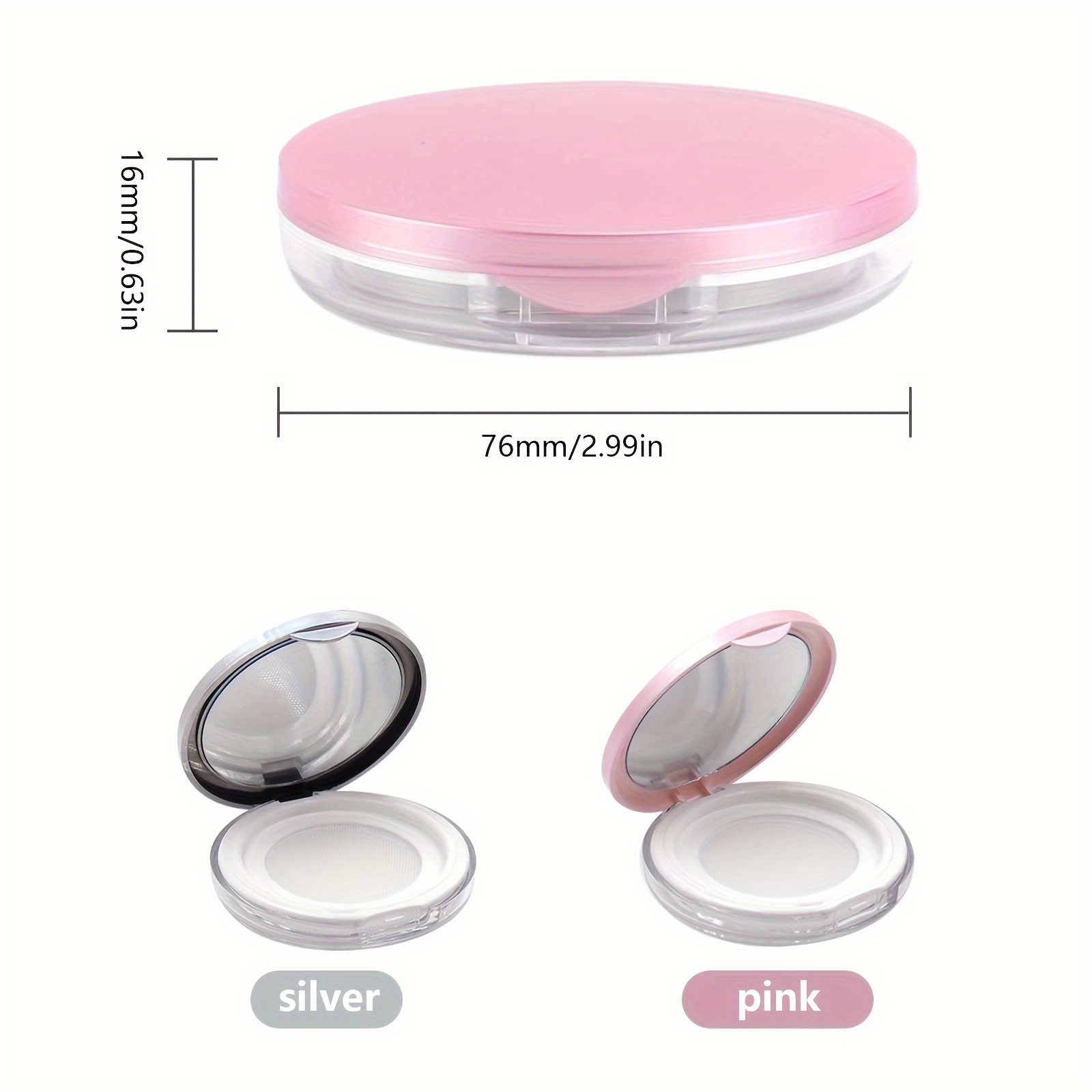 Travel Portable Loose Powder Container with Sponge Mirror and