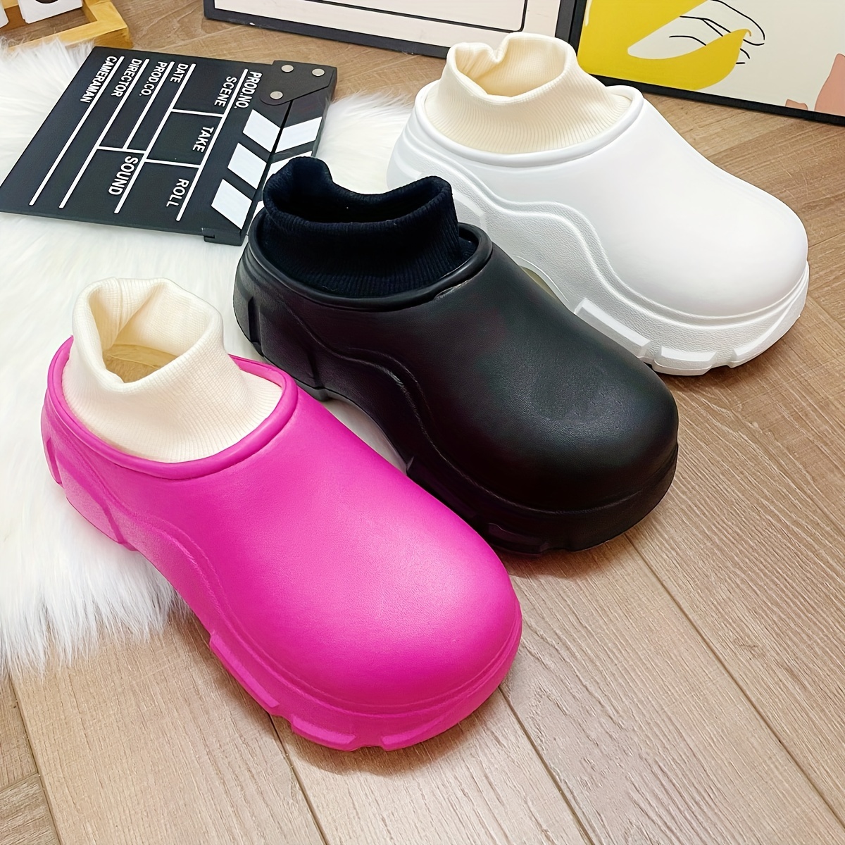Women's Solid Color Clogs, Casual Hollow Out Design Platform Shoes