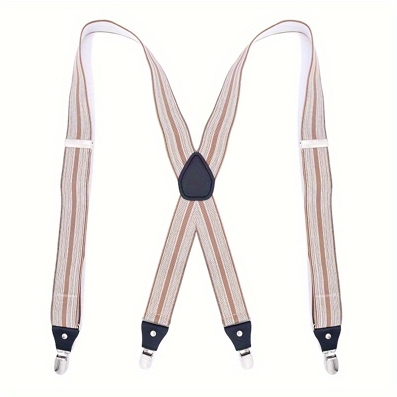 1pc Suspenders Men's Trousers 4 Clips Suspenders Elastic Shoulder Straps