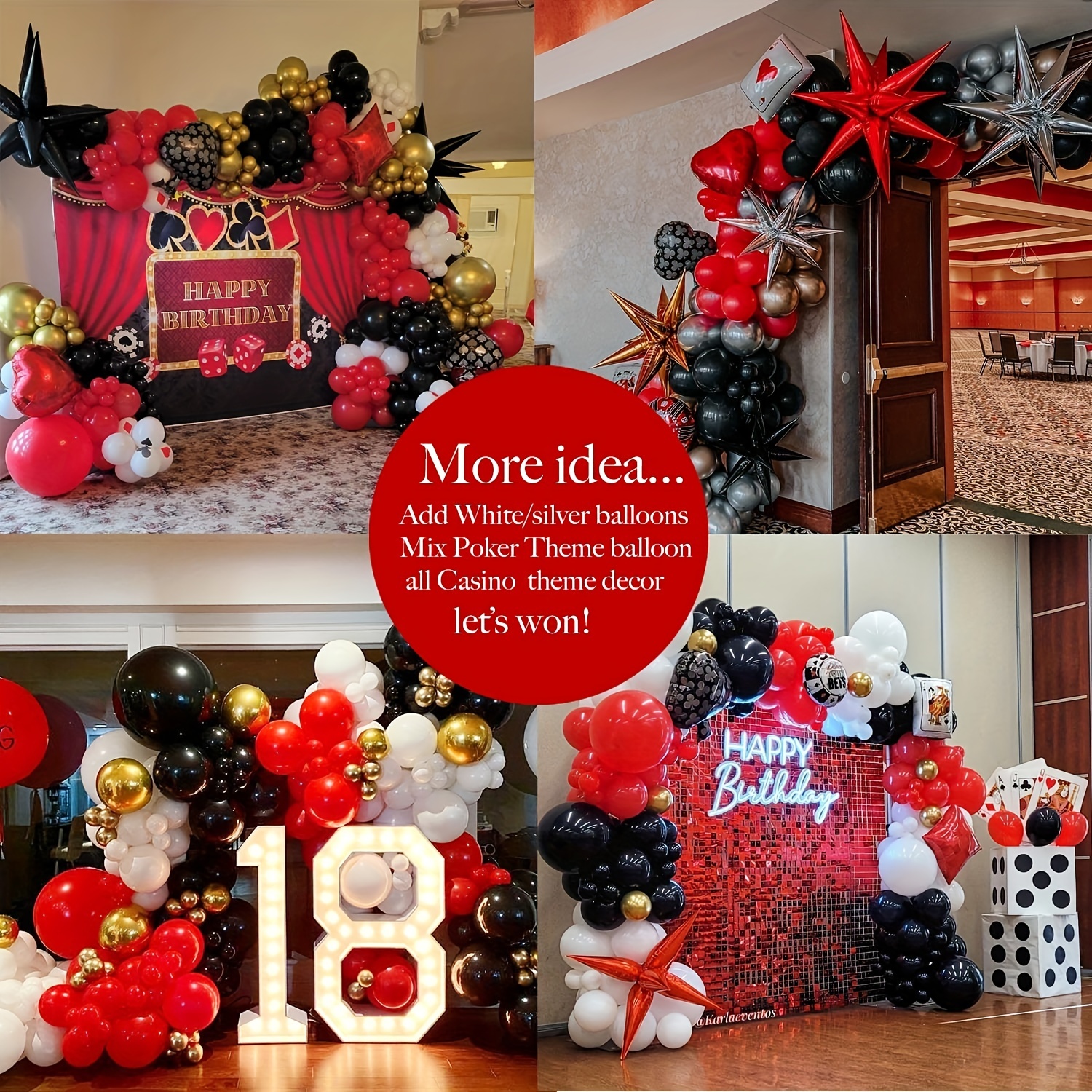 Red Black and Gold Balloon Garland Arch Kit,birthday Decorations