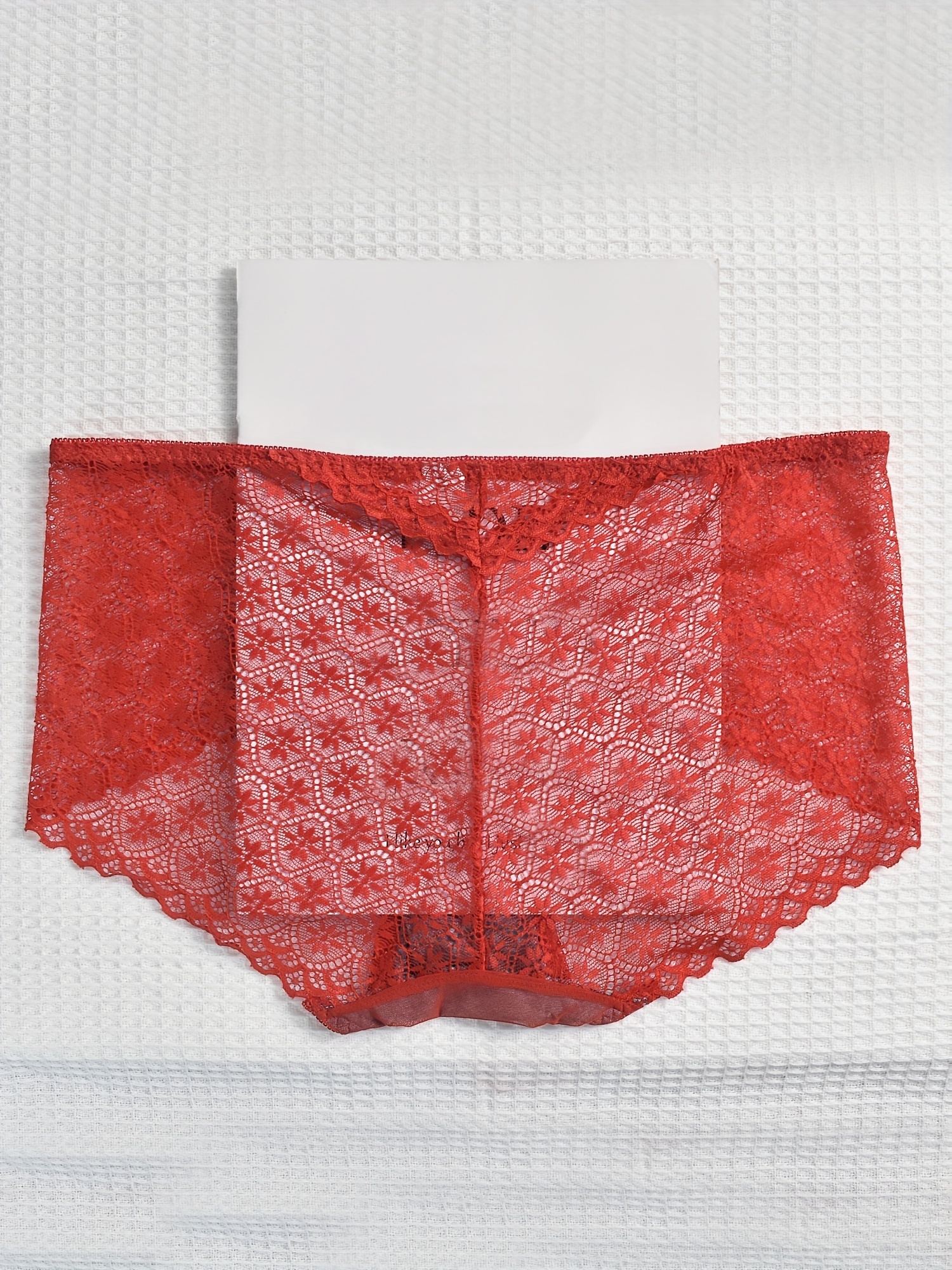 Plus Size Contrast Lace Semi Sheer Panties Women's - Temu