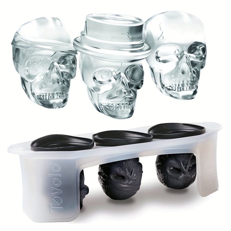 1pc skull ice hockey mold, silicone flexible Ice cube tray, freezer BPA-free  ice tray, Scary Head bone ice hockey machine, easy release ice maker, for  soft drinks, juices, kitchen accessories