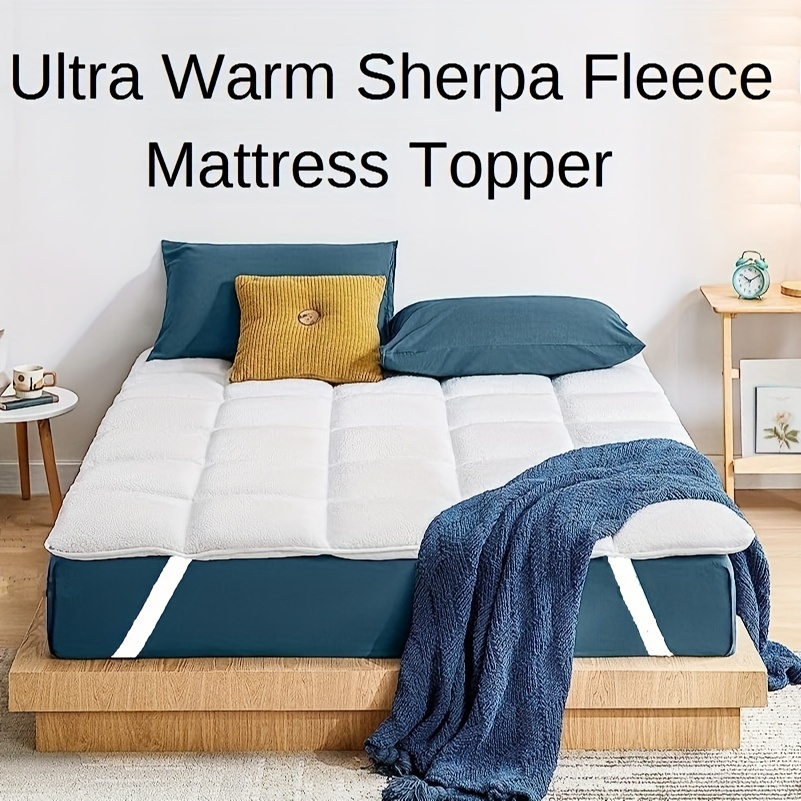 Ultra Warm Sherpa Fleece Mattress Pad Reversible Soft Sherpa - Temu United  Arab Emirates