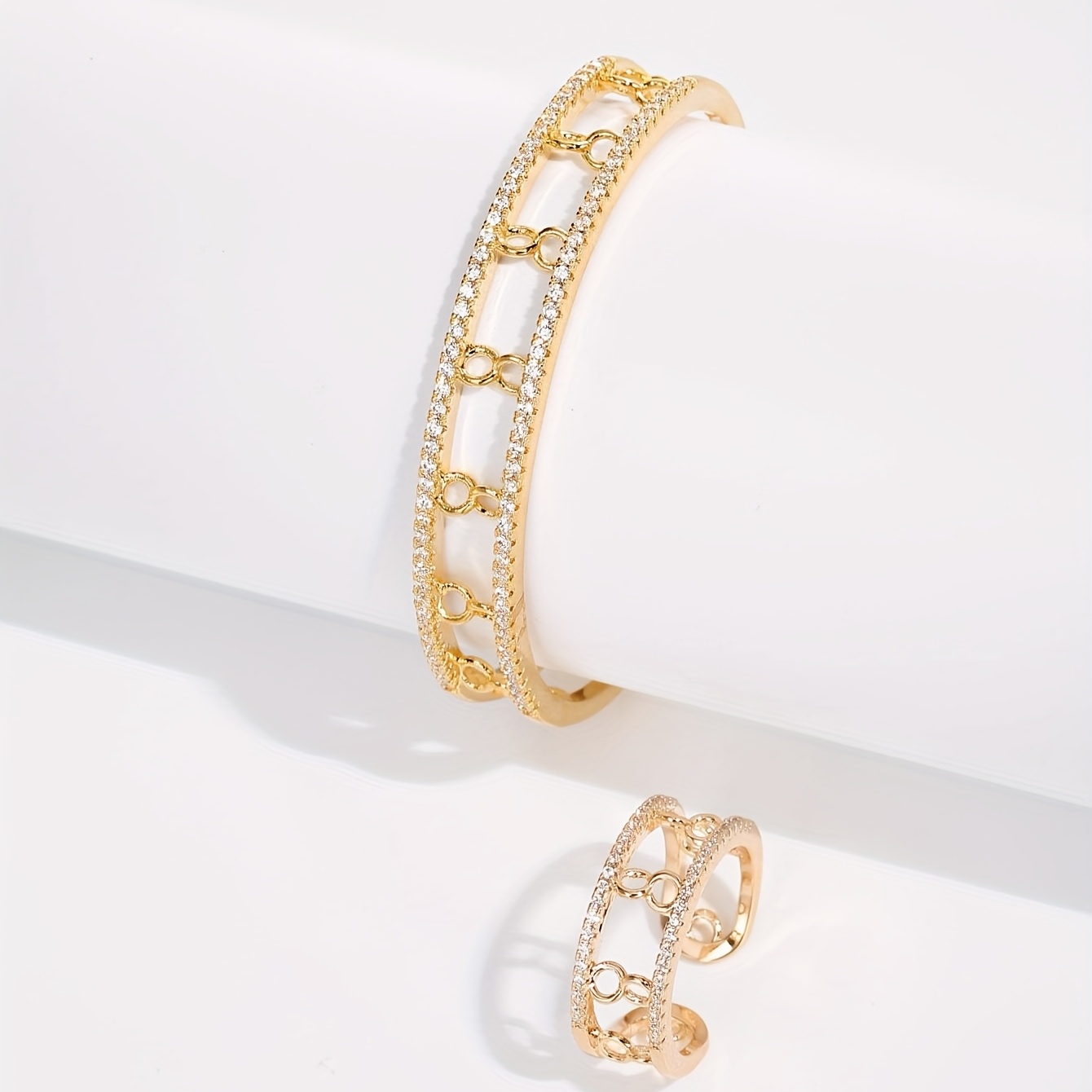 Fashion Gold Tone Cuff Bangle Bracelet Set