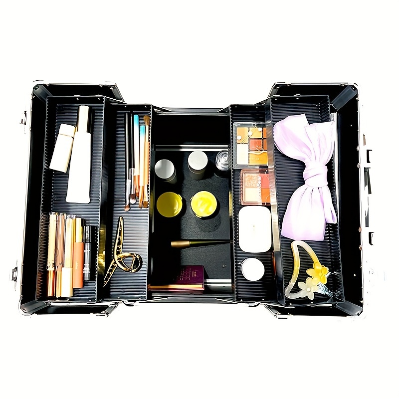 Rolling Makeup Train Case Large Storage Cosmetic Trolley 4 in 1 Large  Capacity Trolley Makeup Travel Case with Key Swivel Wheels Salon Barber  Case