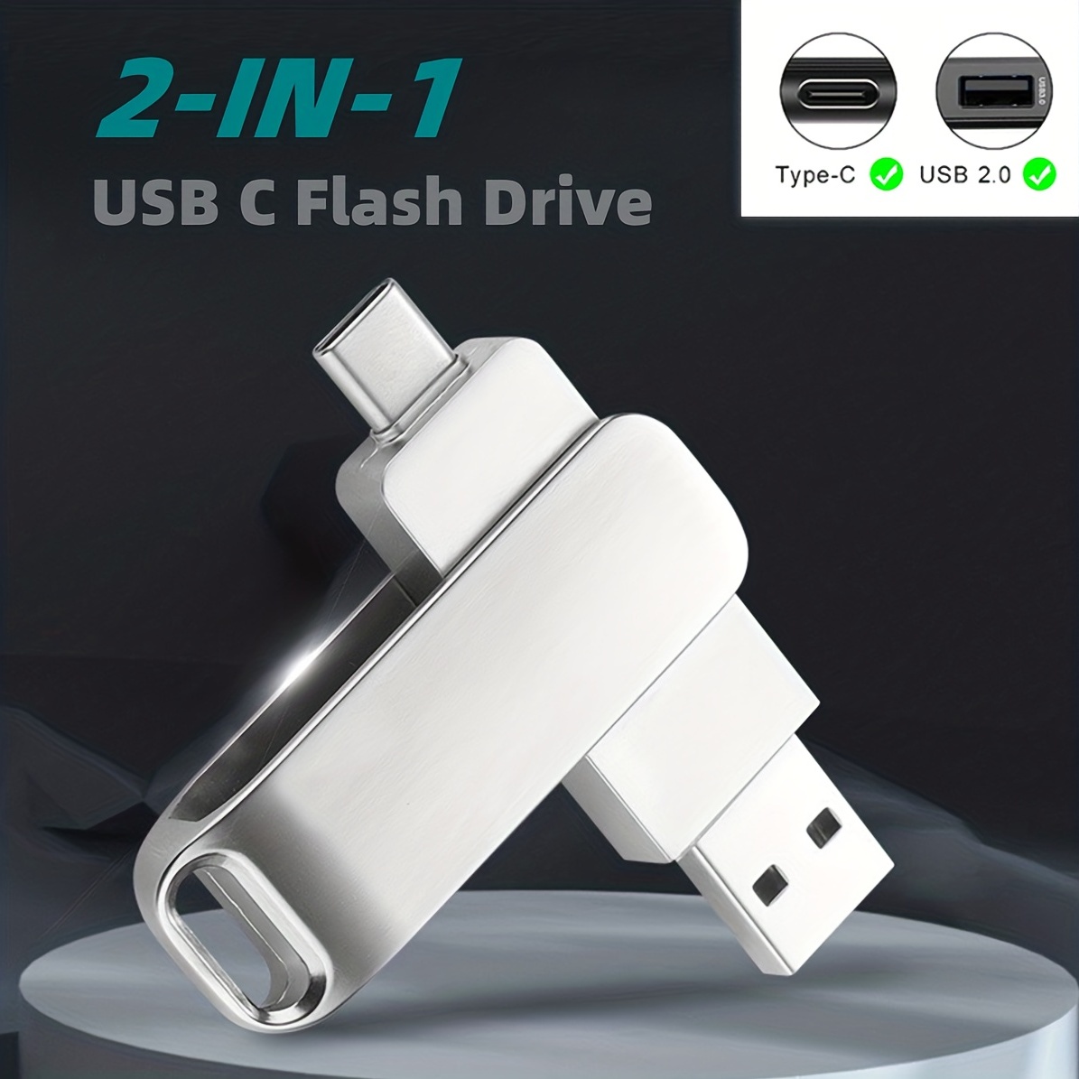 Clé USB 64 Go 2 en 1 USB C Flash Drive 64 Go OTG Type C USB 2.0