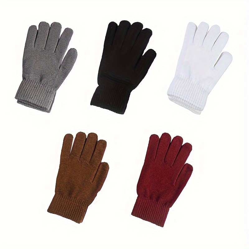 Full Finger Knitting Gloves For Women & Girls, Windproof Thick Gloves,  Winter Outdoor Cycling Driving Gloves - Temu