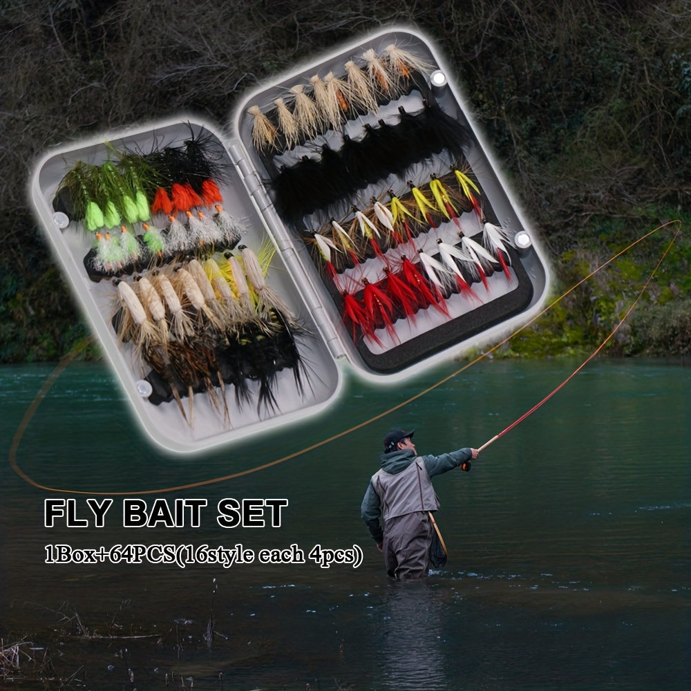 64pcs Premium Trout and Carp Fly Fishing Lures with Storage Box - Effective  Nymph Bait for Catching More Fish