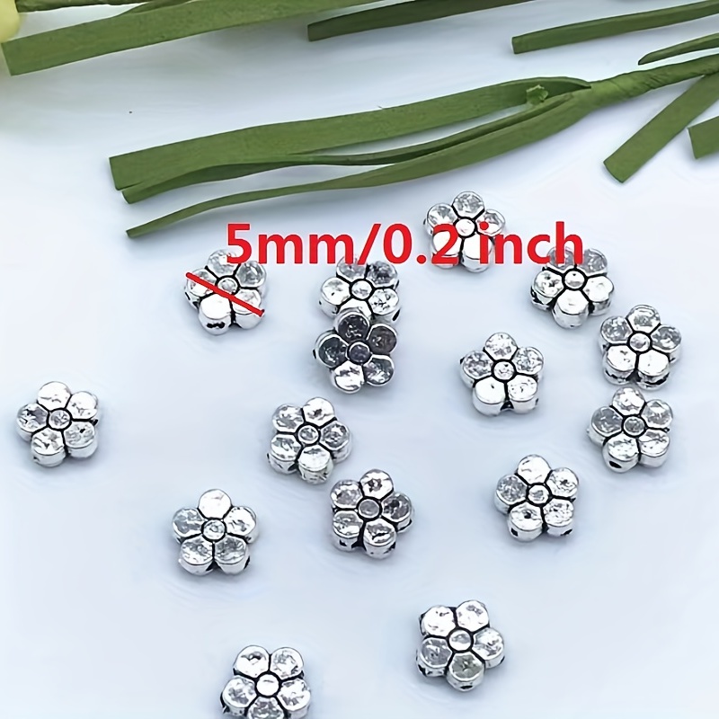 Lot Daisy Flower Spacers Bead Metal Silvery Spacer Beads For - Temu