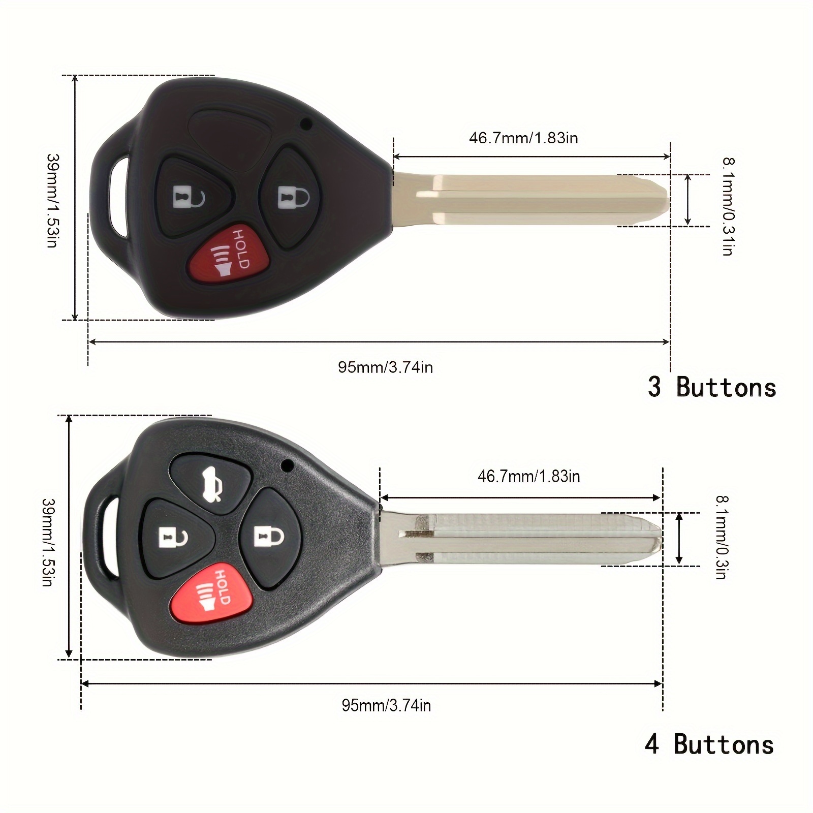 Toyota Yaris | Avensis | RAV4 - gehäuse TOY12 | Motokey Online-Shop –  Schlüssel, Fernbedienungen, Zubehör, Schlösser