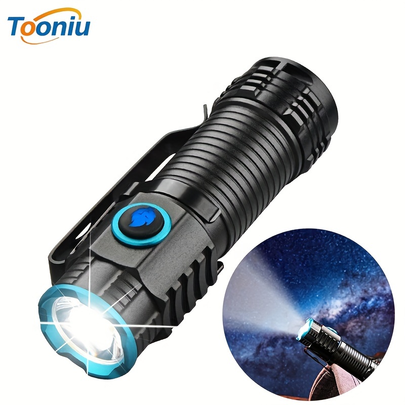 

1pc Powerful Xhp50 Led Flashlight, Portable Mini Torch With Tail Magnet, Usb Rechargeable Lights With Clip For Camping Fishing