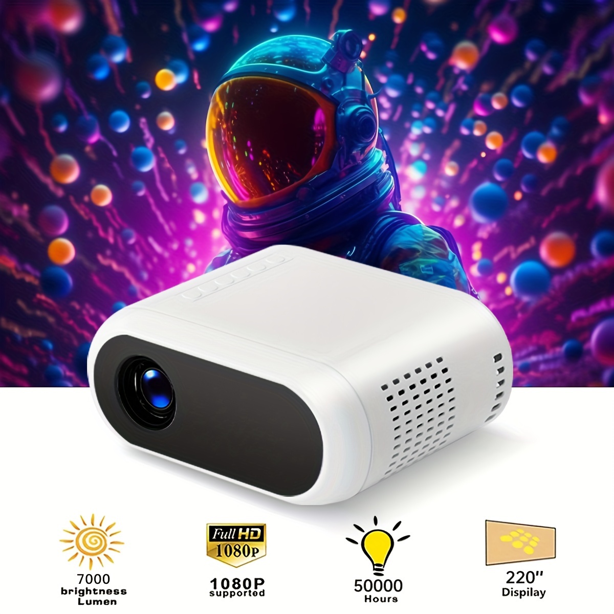 Mini Proyector Hd 1080 Portable Led 60 Lumens Hdmi Notebook