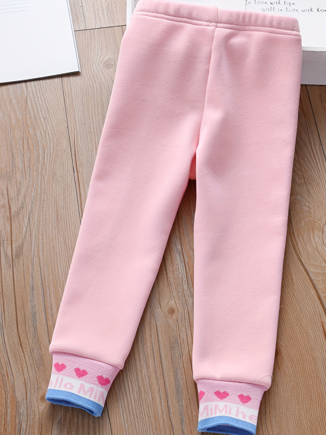 Children's Clothes Autumn Fashion Girls Side Letter Jacquard Thick Cozy  Knit Leggings Warm Stretchy Basic Pants Elastic Waist