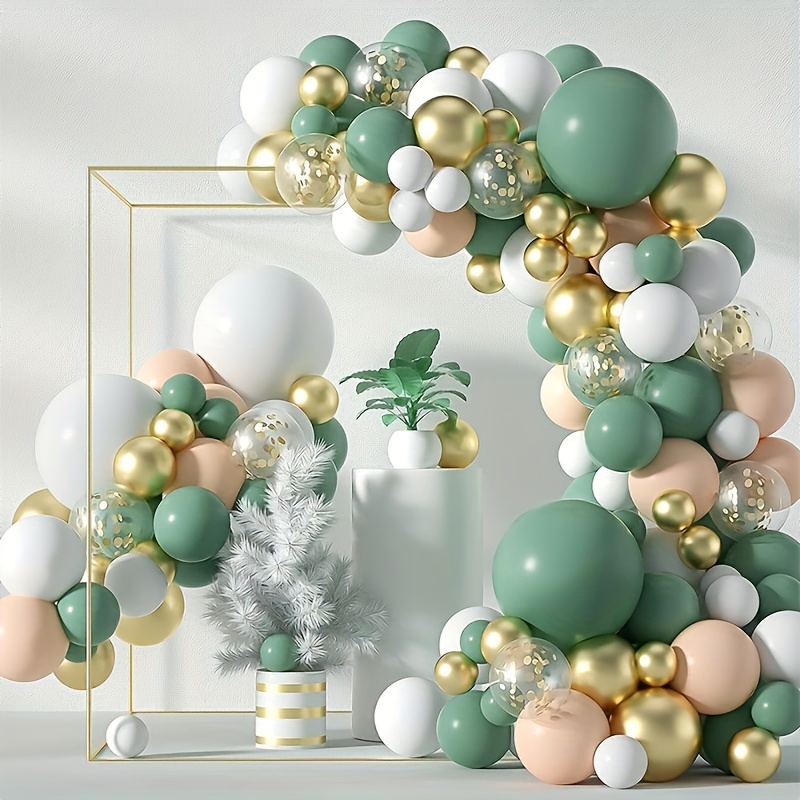 Kit de arco de guirnalda de globos de oro verde, 148 globos metálicos de  confeti, decoraciones de fiesta para baby shower, cumpleaños, Año Nuevo