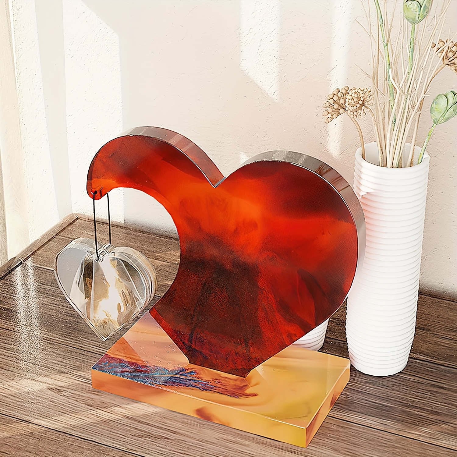 Large Heart Display Resin Mold Diy Couple Family Photo Heart