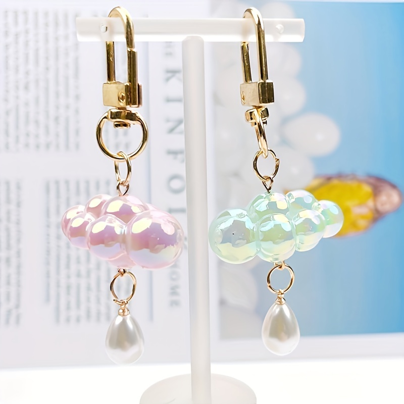 4pcs Cloud Pearl Keychain Bag Purse Pendant Birthday Gift