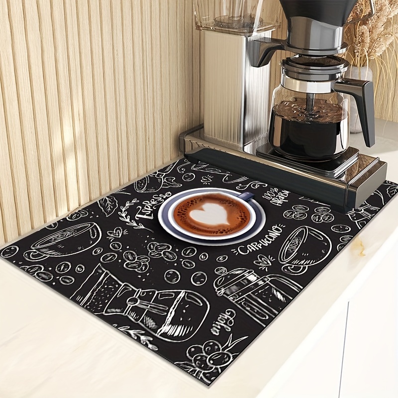 Coffee Printed Dish Drying Mat, Vintage Soft Draining Pad, Non-slip Super  Absorbent Wear-resistant Coffee Machine Mat, Pet Mat, Placemat For  Countertop Dining Patio Table Decorations, Home Kitchen Supplies - Temu