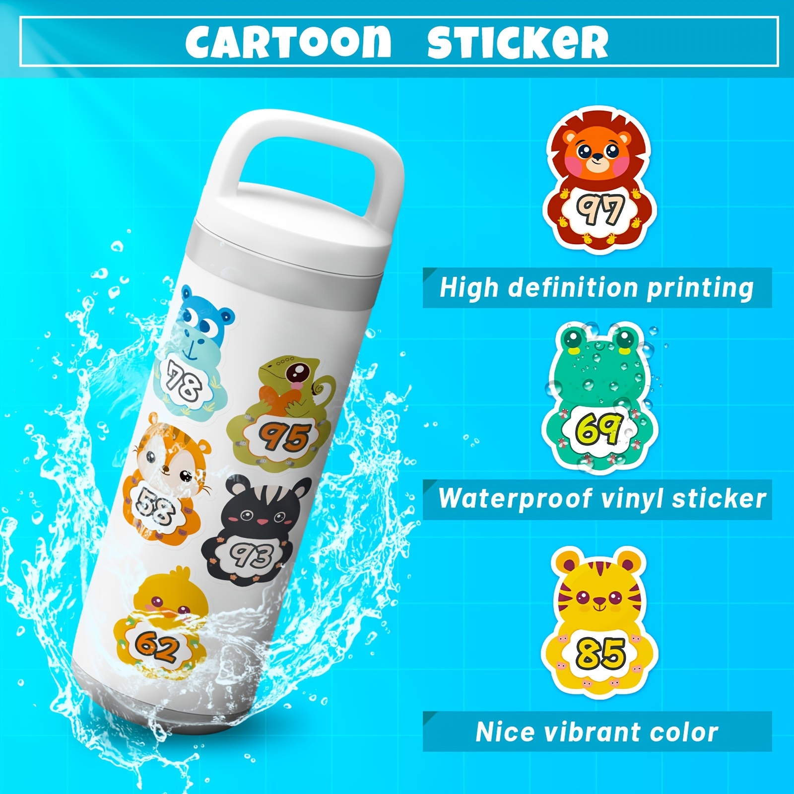 100 Tiere Aufkleber, Wasserfeste Vinyl Stickers für DIY Dekoration