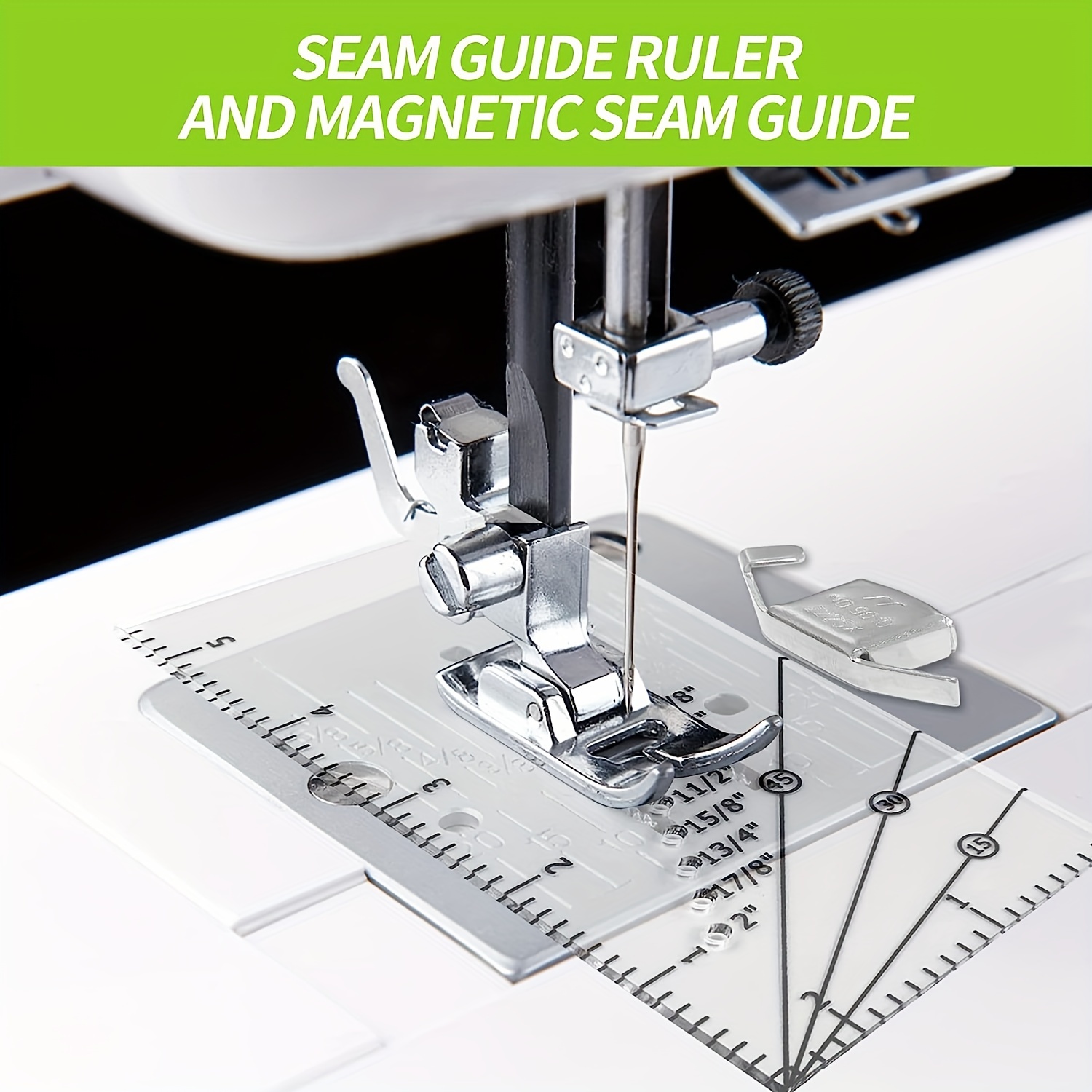 Seam Guide Ruler with 2 PCS Magnetic Seam Guides, 1/8 to 2