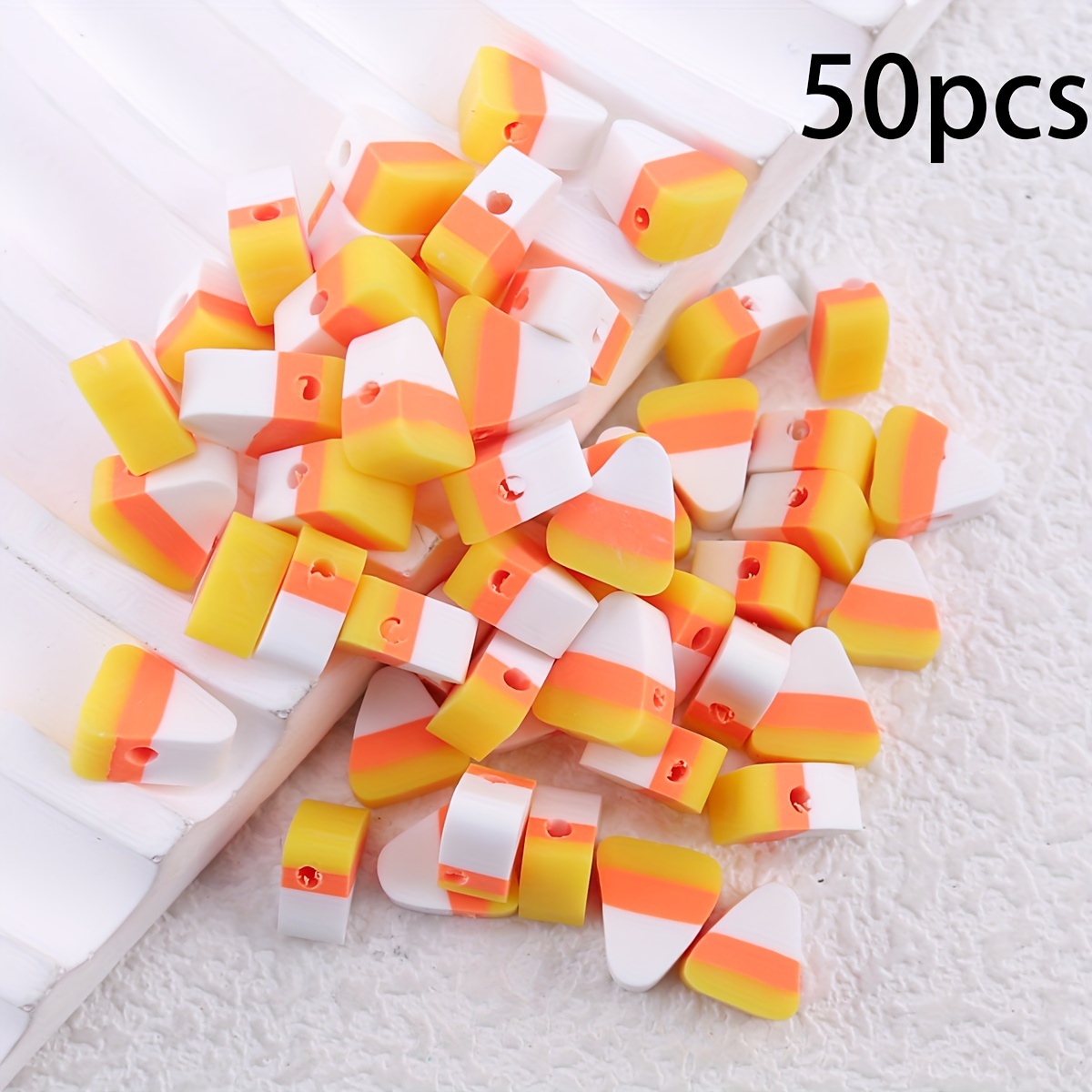 50pcs/box Mix Fruit Polymer Clay Beads Pineapple Peach Watermelon Avocado  Spacer Beads For Jewelry Making DIY Bracelet Necklace