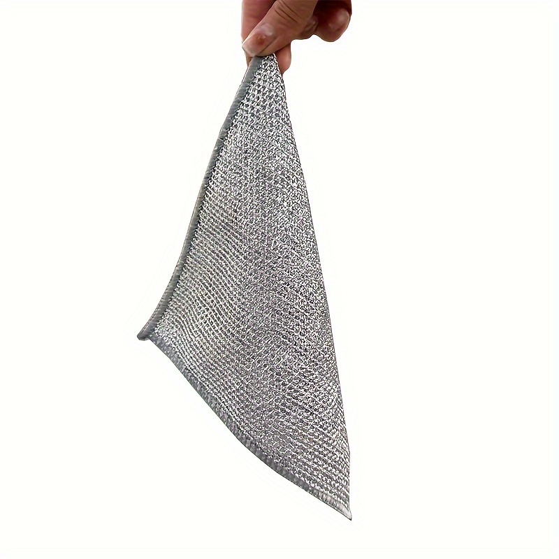 5pcs Steel Wire Dishwashing Cloth Daily Cleaning Cloth Grid Non-stick Oil  Rag Kitchen Stove Dishwashing Pot Cleaning Cloth Decontamination Cleaning  Cloth