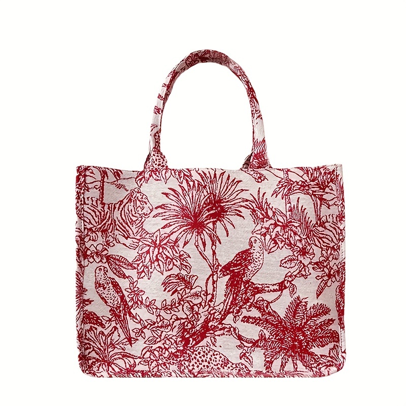 Fashionable Color Contrast Trendy Alphabet & Leopard Print Shopping Beach  Shoulder & Tote Crochet Bag