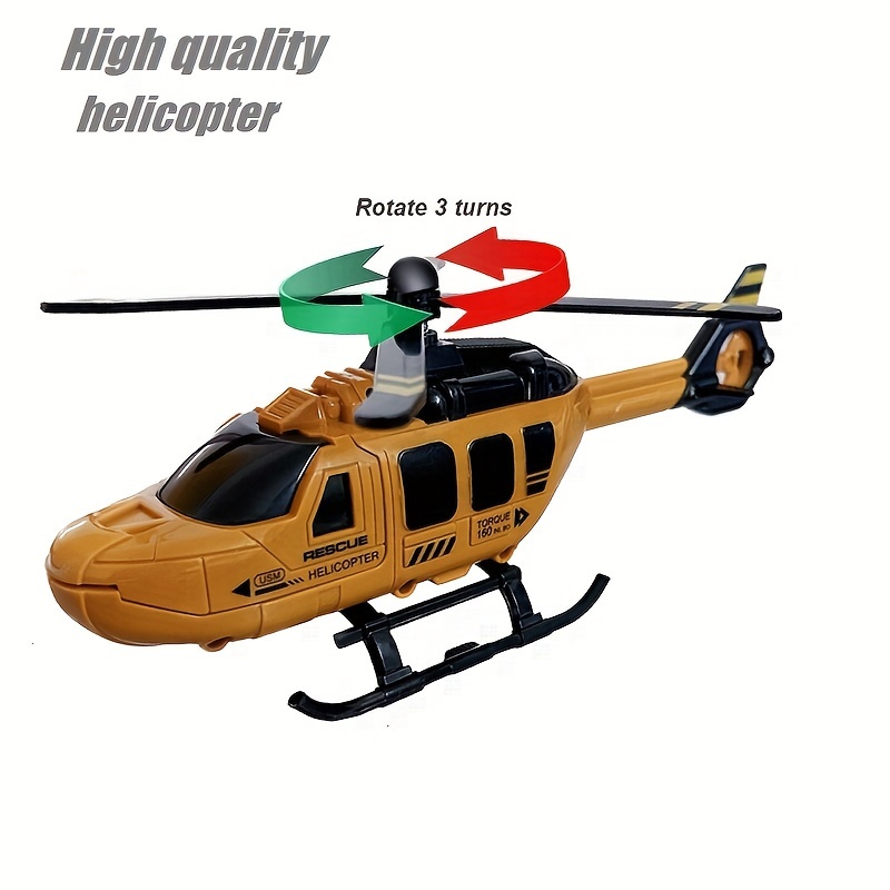 Jouet d'avion d'hélicoptère avec son, hélice rotative, treuil fonctionnel  et projecteur de recherche