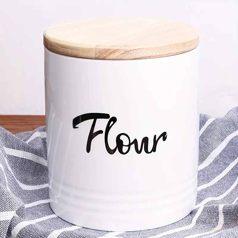 Ceramic Food Storage Containers With Wooden Lids, Canisters For Kitchen  Counter, Ceramic Food Jars With Airtight Wooden Lid, Storage Container For  Kitchen, Coffee, Flour, Sugar,spices, Tea, Sugar, Kitchen Gadgets, Cheapest  Items, 