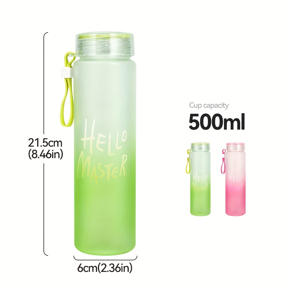 1pc 500ml water cup, matte sports water bottle with lifting rope