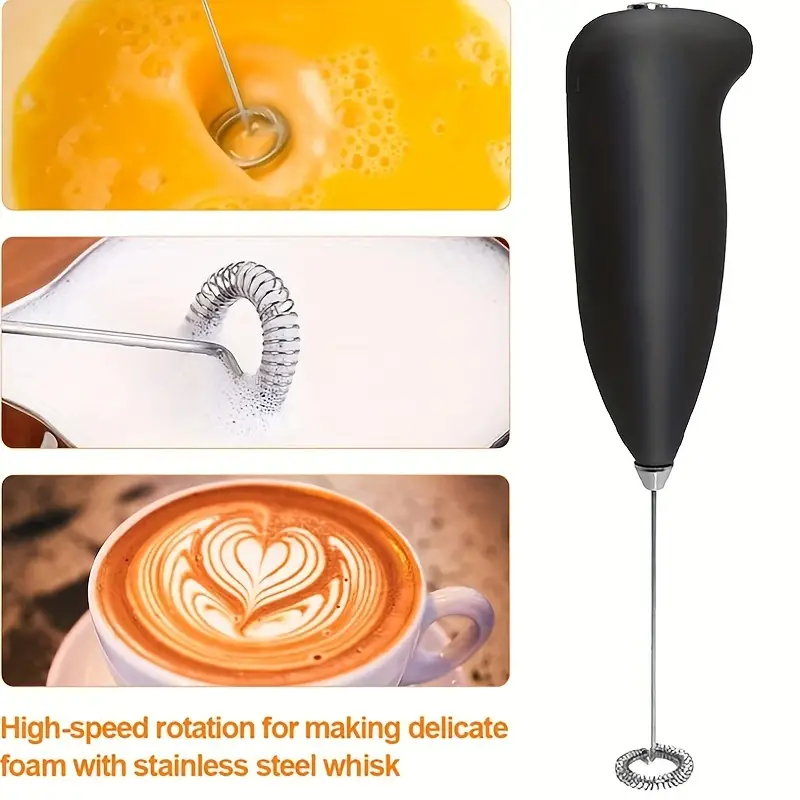 Milk Frother Handheld Electric Whisk, High Power Handheld Drink Mixer, Stainless Steel Coffee Whisk, Frother for Coffee, Cappuccino, Matcha, Hot